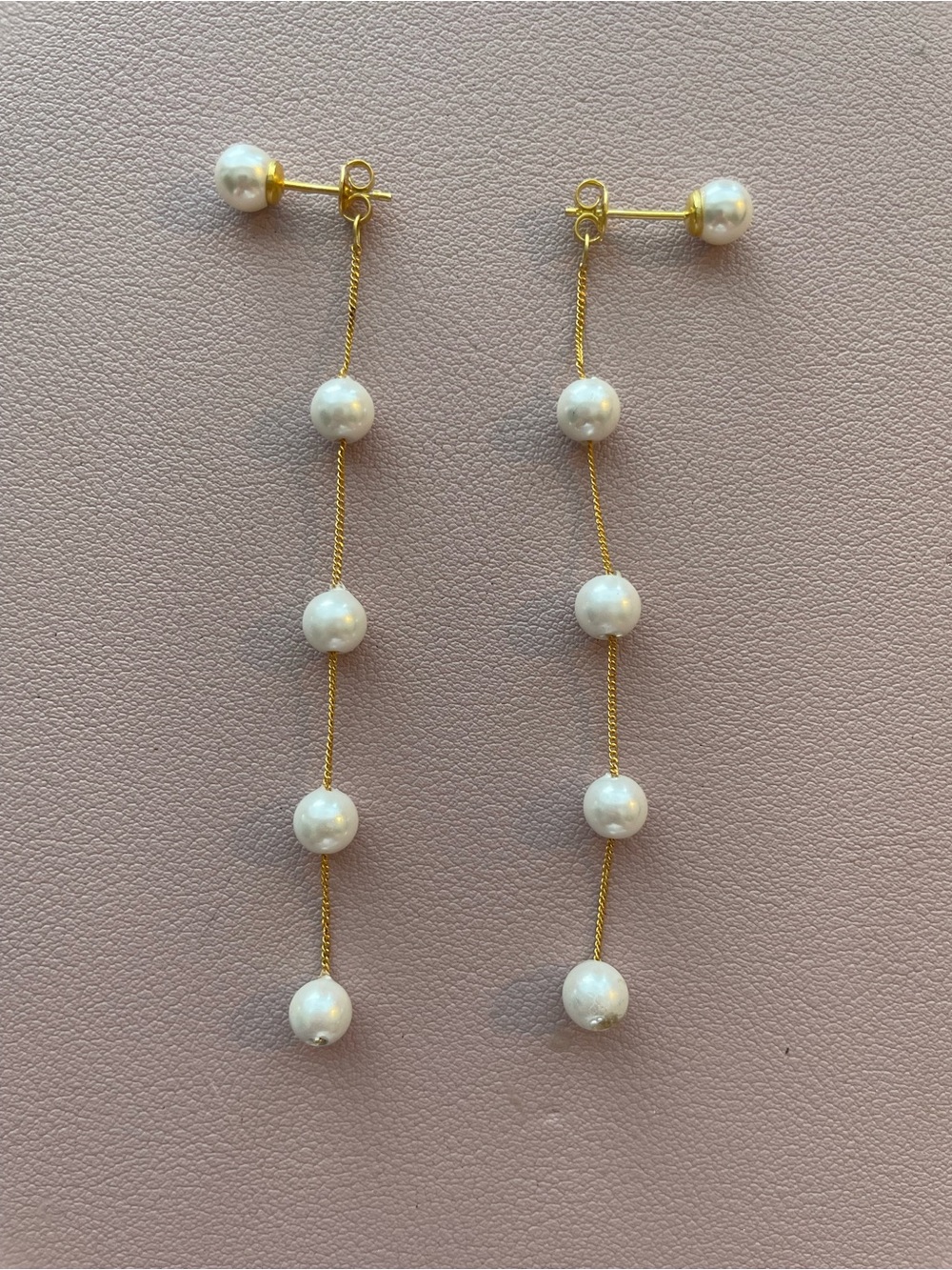 Gold Pearl Drop Earrings - Long White Pearl Dangle